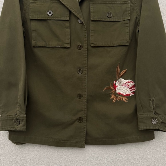 Lunik Embroidered Utility Jacket Button Front Pockets Green Size Small - Picture 4 of 12